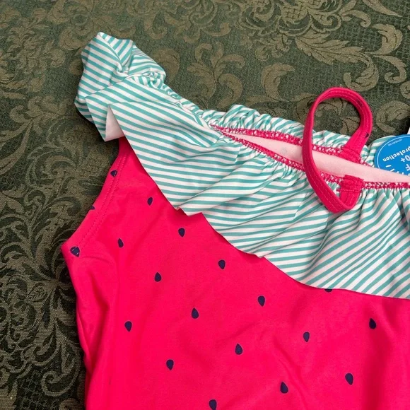 NWT 4t carters 1 pc watermelon swim suit bathing one shoulder fruit vacation bea